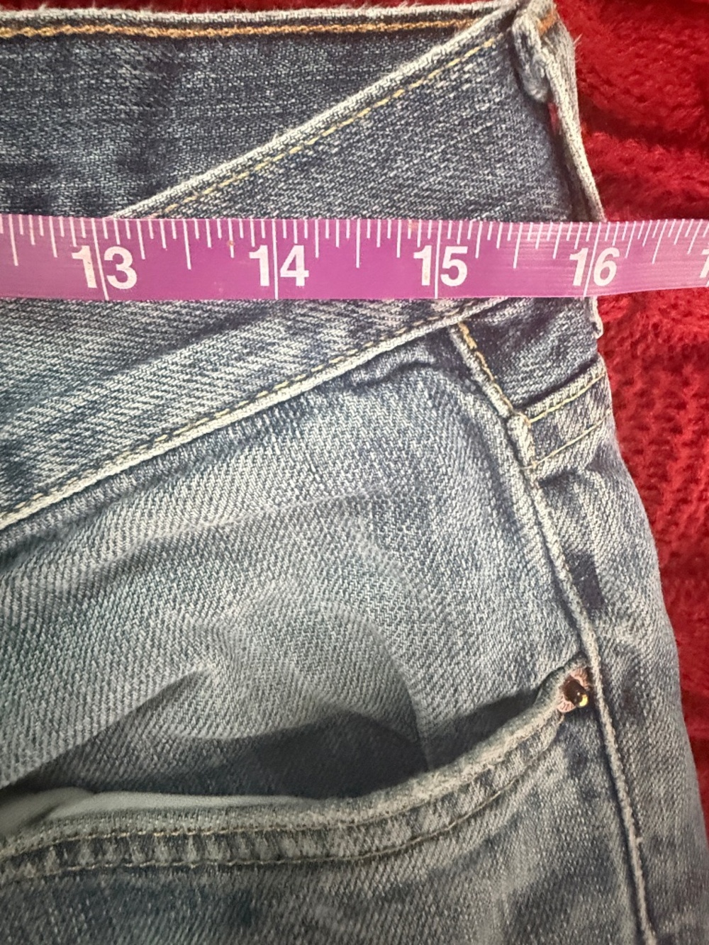 7 For All Mankind Jeans Size 32 Medium Wash Straight Leg Premium Denim - Picture 13 of 14